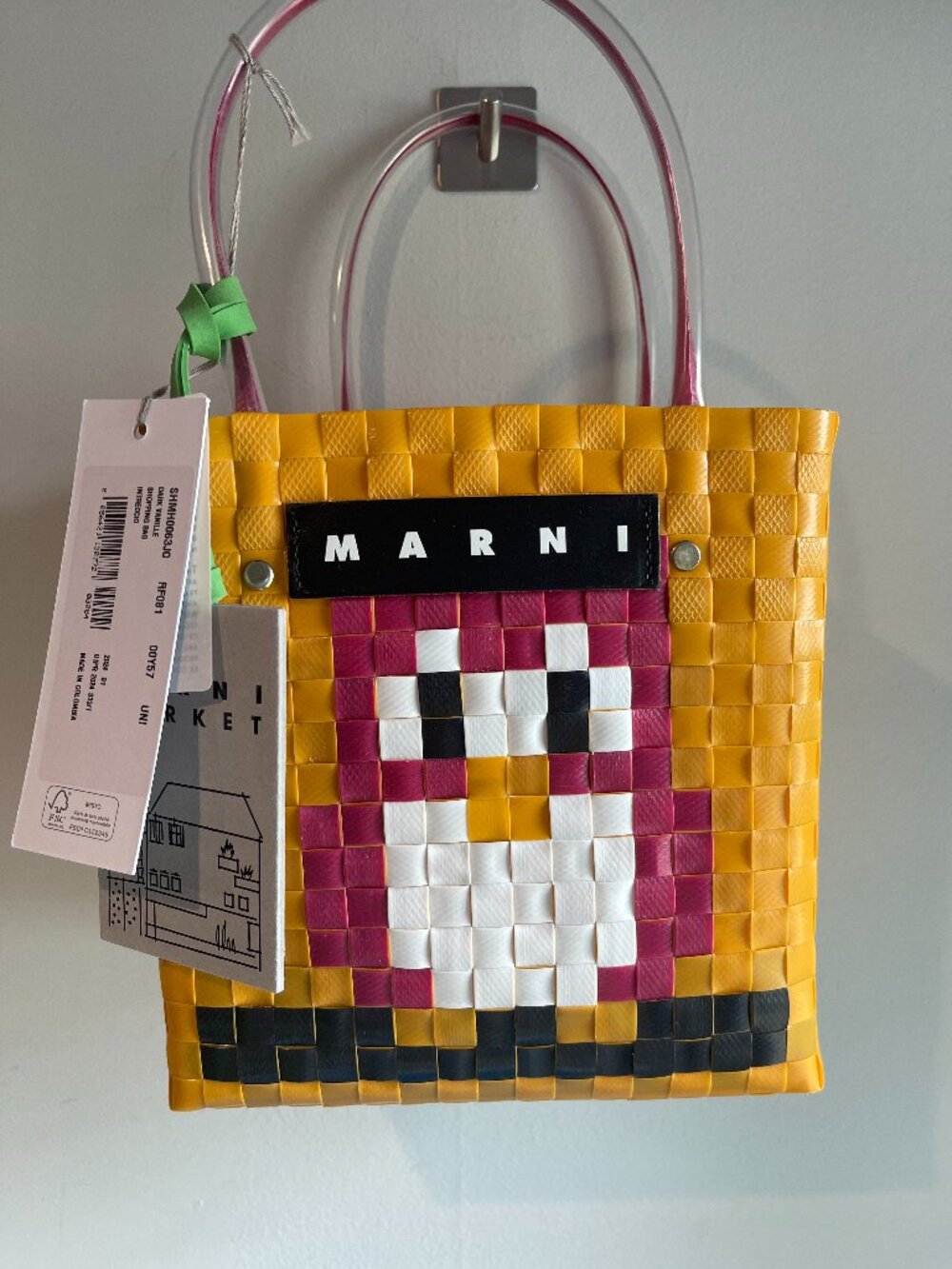 Marni Market Animal Basket Bag w/ Pixelated Penguin - NWT